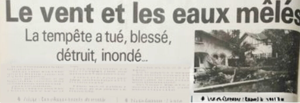 Titre de la Dépêche du 8 novembre 1982 : Le vent et les eaux mêlés - La tempête a tué, blessé, détruit, inondé...