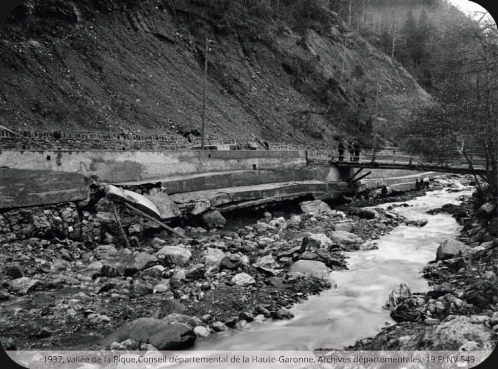 Dégâts provoqués par les inondations de 1937, Vallée de la Pique