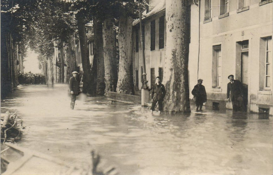 rues inondées lors de la crue de 1925