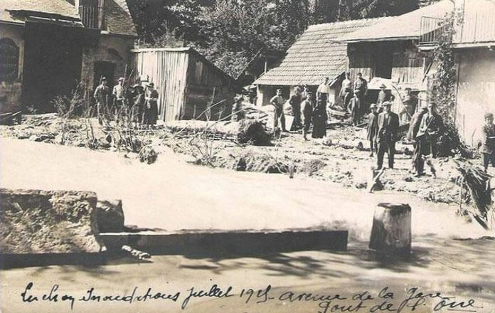 inondations de 1925 au niveau du pont de l'öne